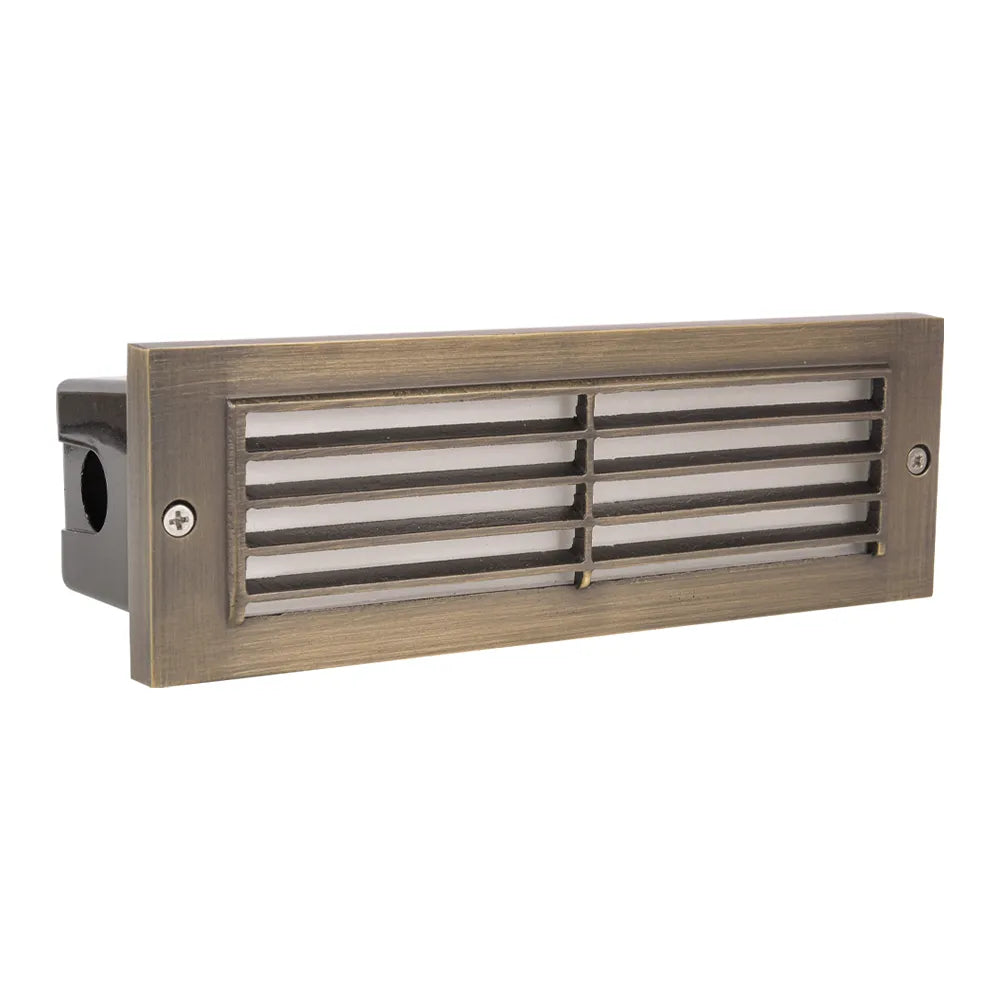 Outdoor Landscape Lighting LED 12V Low Voltage STB03 4x/8x/12x Package Louver Horizontal LED Brass 9" Brick Lights Warm White Edge 12V Low Voltage Outdoor Step Light 3W 3000K Bulb
