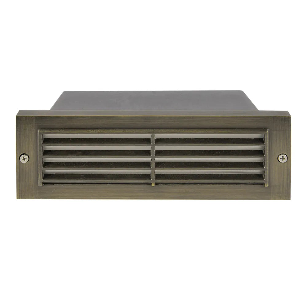Outdoor Landscape Lighting LED 12V Low Voltage STB03 4x/8x/12x Package Louver Horizontal LED Brass 9" Brick Lights Warm White Edge 12V Low Voltage Outdoor Step Light 3W 3000K Bulb