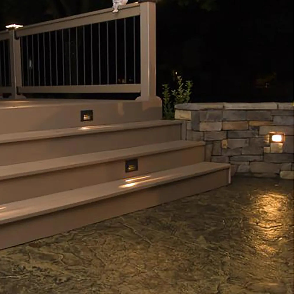 Outdoor Landscape Lighting LED 12V Low Voltage STB07 4x/8x/12x Package 2W LED 4.5" Surface Mounted Horizontal Outdoor & Indoor Brass Step Light 12V Low Voltage