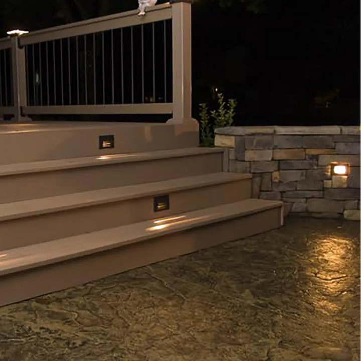 Outdoor Landscape Lighting LED 12V Low Voltage STB07 4x/8x/12x Package 2W LED 4.5" Surface Mounted Horizontal Outdoor & Indoor Brass Step Light 12V Low Voltage
