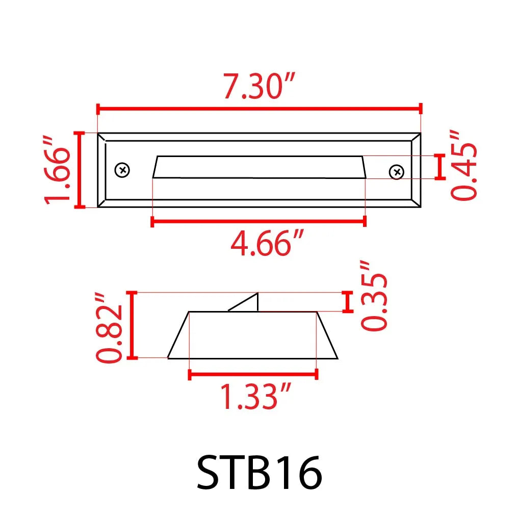 Outdoor Landscape Lighting LED 12V Low Voltage STB16 4x/8x/12x Package 2W LED Cast Brass 12V Low Voltage Surface Mounted Slim Horizontal Outdoor & Indoor 7.37" Step Light