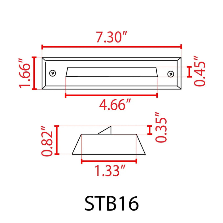 Outdoor Landscape Lighting LED 12V Low Voltage STB16 4x/8x/12x Package 2W LED Cast Brass 12V Low Voltage Surface Mounted Slim Horizontal Outdoor & Indoor 7.37" Step Light