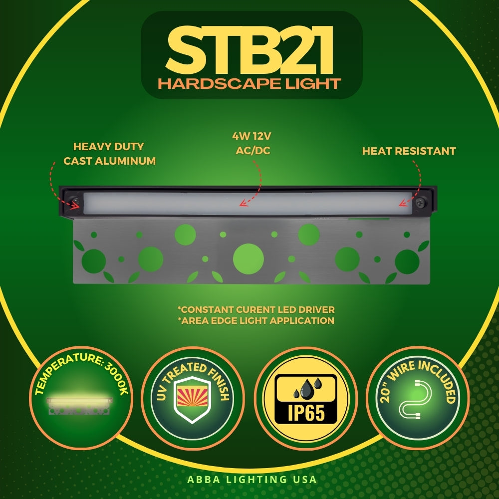 Outdoor Landscape Lighting LED 12V Low Voltage STB21 Cast Aluminum Hardscape Light | 4W 12" Integrated LED 3000K 12V Low Voltage Landscape Light