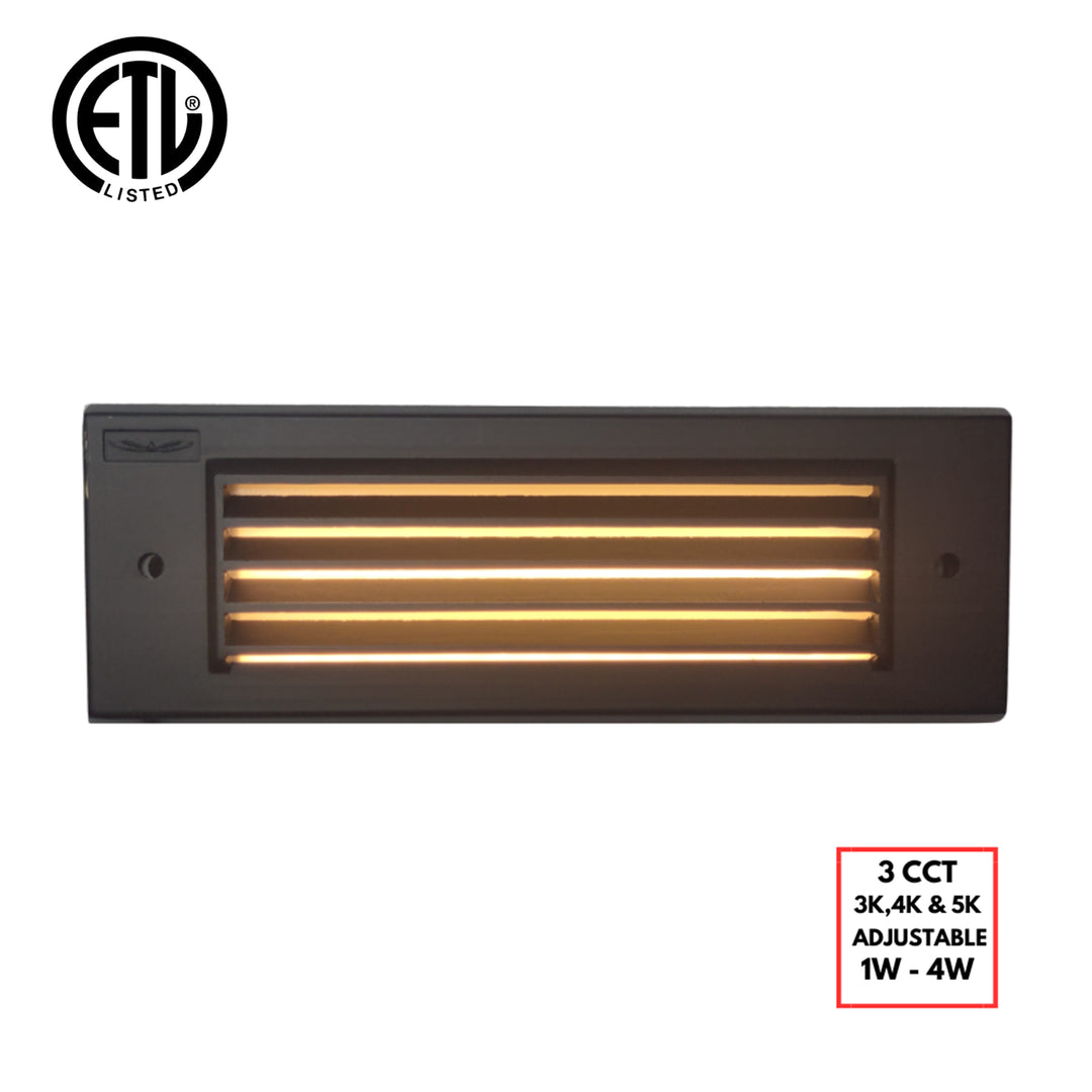 Outdoor Landscape Lighting LED 12V Low Voltage STBCC17 Cast Brass 1W-4W 3CCT Adjustable LED Outdoor 9" Step Light 12V Low Voltage Lighting