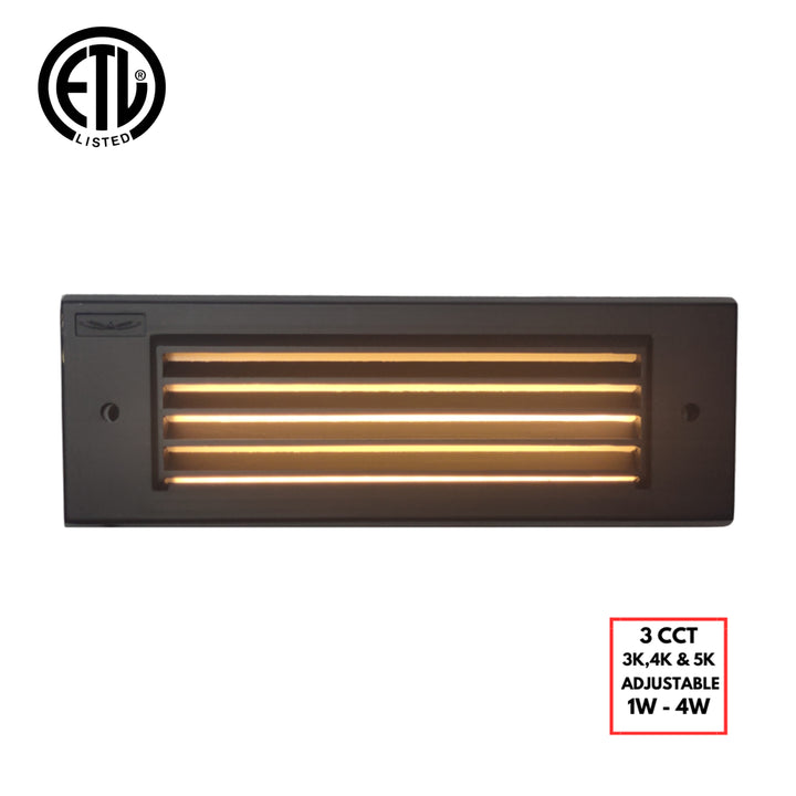Outdoor Landscape Lighting LED 12V Low Voltage STBCC17 Cast Brass 1W-4W 3CCT Adjustable LED Outdoor 9" Step Light 12V Low Voltage Lighting