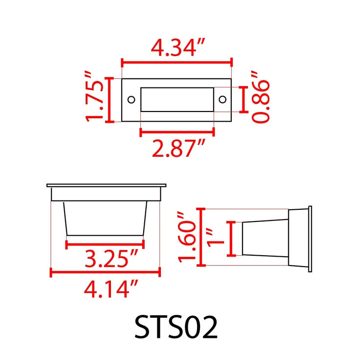 Outdoor Landscape Lighting LED 12V Low Voltage STS02 4x/8x/12x Package Outdoor Recessed Brick Wall Light 12V Low Voltage 3W 3000K Warm White Integrated LED Step/ Stair Lighting Fixture
