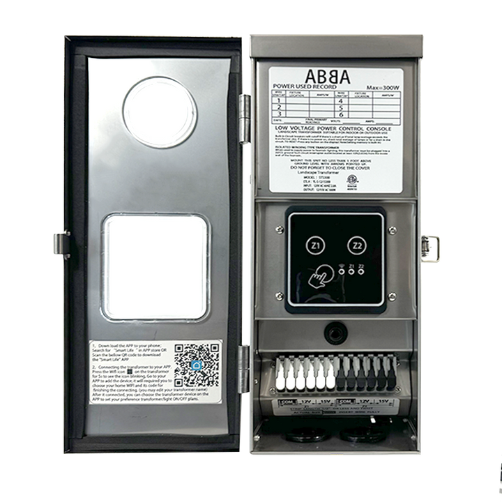 Outdoor Landscape Lighting LED 12V Low Voltage STS 2 300 2-Zone 300W Wi-Fi Stainless Steel AC 12V, 15V Low Voltage Transformer with Timer via App IP65