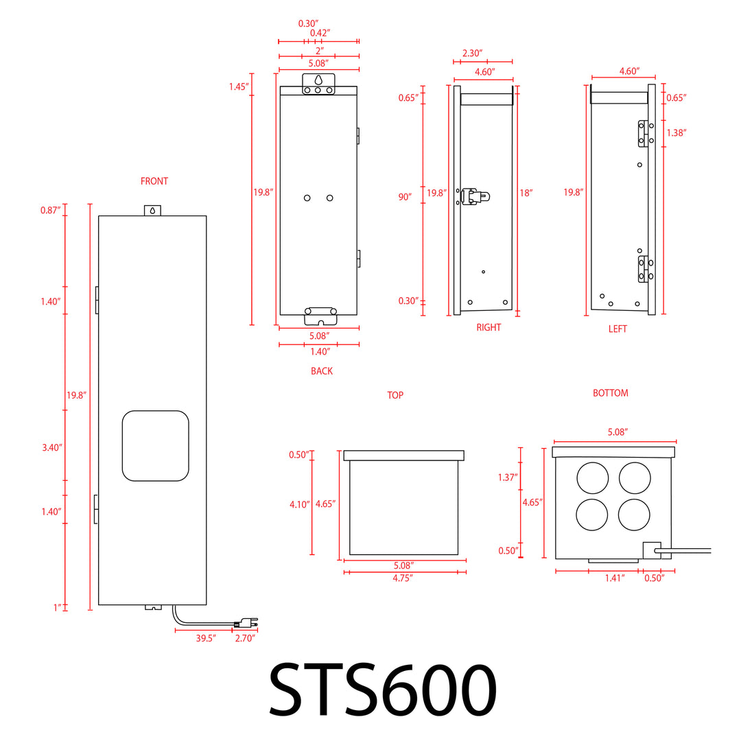 Outdoor Landscape Lighting LED 12V Low Voltage STS600 AC 600W Digital Stainless Steel Transformer | Low Voltage Power Supply