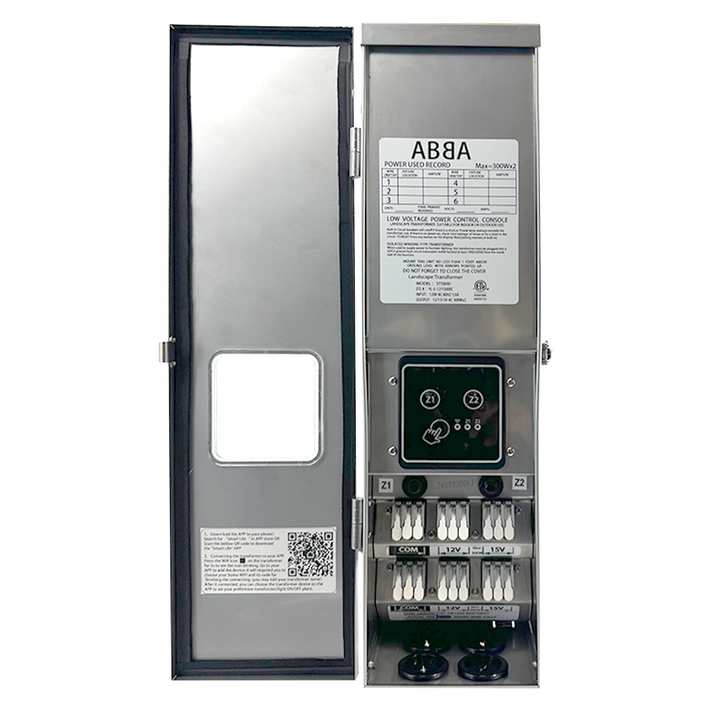 Outdoor Landscape Lighting LED 12V Low Voltage STS 2 600 2-Zone 600W Wi-Fi Stainless Steel AC 12V, 15V Low Voltage Transformer with Timer via App IP65