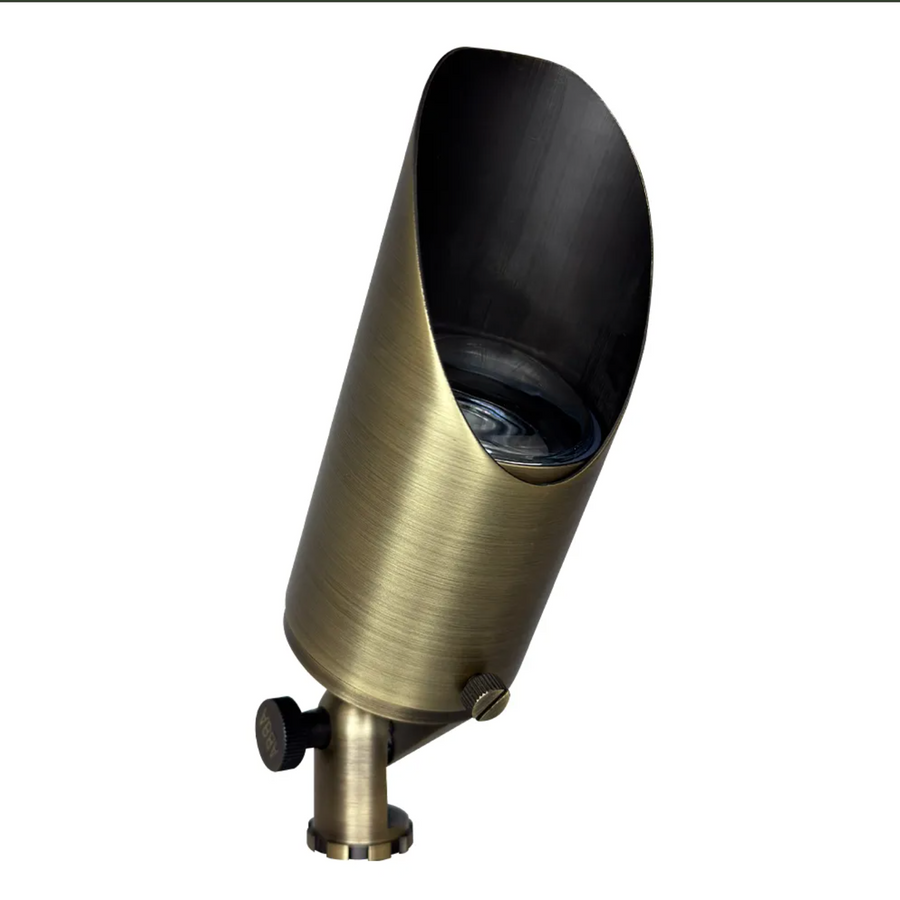 Outdoor Landscape Lighting LED 12V Low Voltage SPB04 Cast Brass Spotlight | Lamp Ready 12V Low Voltage Landscape Light MR16 Socket Natural Brass