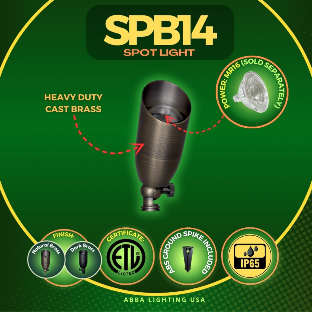 Outdoor Landscape Lighting LED 12V Low Voltage SPB14 12V Low Voltage LED Outdoor Landscape Cast Brass Spotlight MR16 Socket