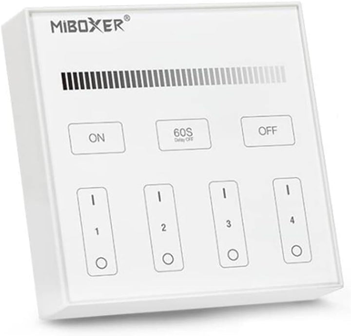 Outdoor Landscape Lighting LED 12V Low Voltage MiBoxer RGB/RGBW Wall Mounted Smart Panel Wireless Remote 4 Zones 2.4G RF Compatible with Miboxer WL5, FUT039, FUT045, FUT039W, FUT039S, LS2 Controllers Single Color B1 Panel Remote
