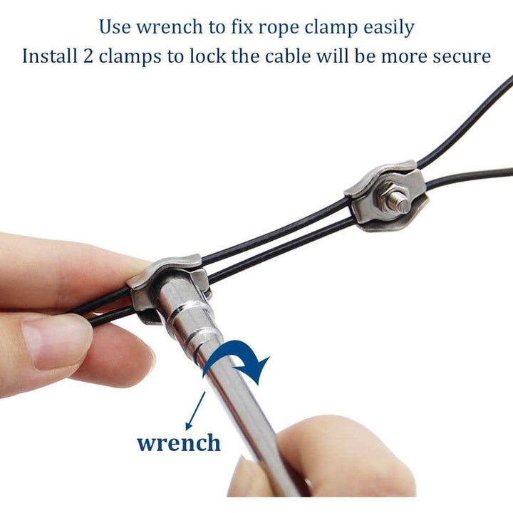 Outdoor Landscape Lighting LED 12V Low Voltage SLGC01 String Light Galvanized Cable Kit 55ft and 111ft, Nylon Coated 304 Stainless Steel Guide Wire and Accessories for Outdoor Bistro String Lights