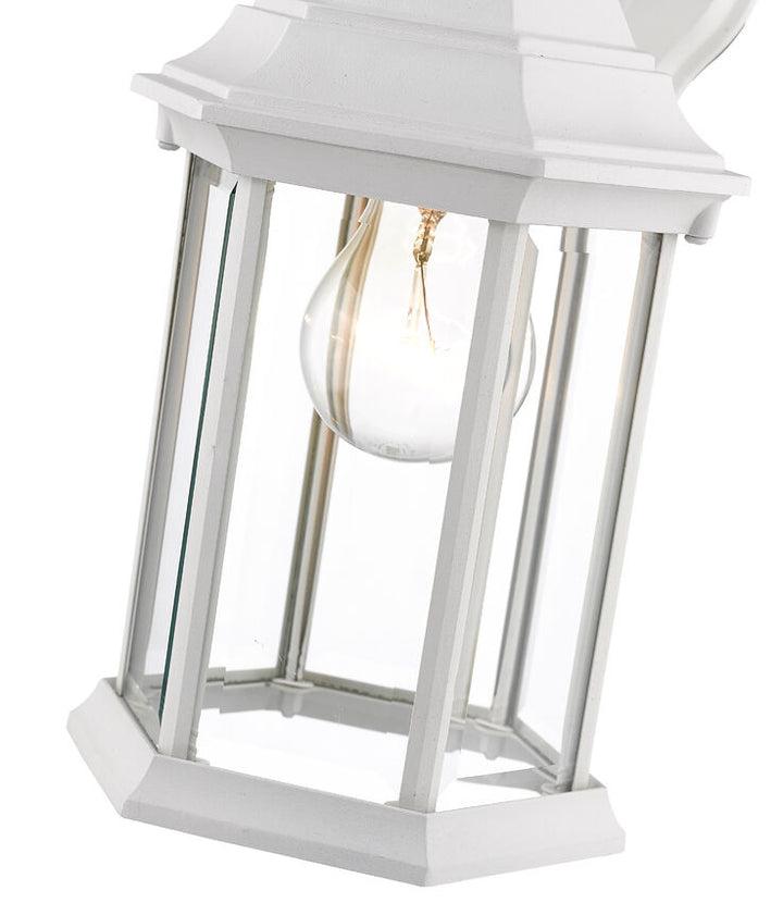 Outdoor Landscape Lighting LED 12V Low Voltage Waterdown T21WH Outdoor Wall Sconce 7.5" x 6" x 11.75" Gloss White Aluminum Clear Beveled Glass Line Voltage Medium 120V 1 E26 Base Socket for Porch, Patio, Garage, Garden, Exterior Lighting