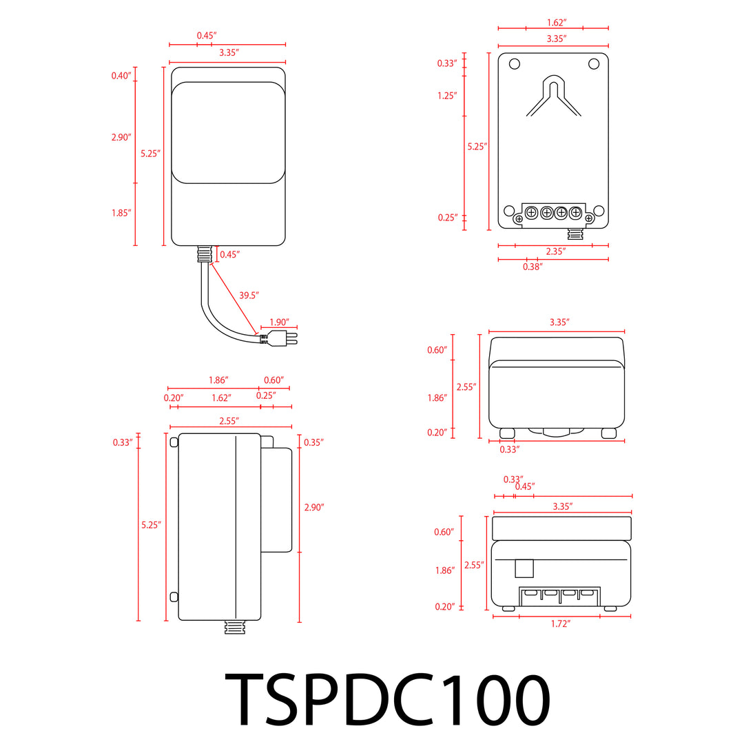 Outdoor Landscape Lighting LED 12V Low Voltage TSPDC100 DC12V 100W Digital Transformer | Low Voltage Power Supply