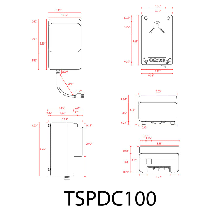 Outdoor Landscape Lighting LED 12V Low Voltage TSPDC100 DC12V 100W Digital Transformer | Low Voltage Power Supply