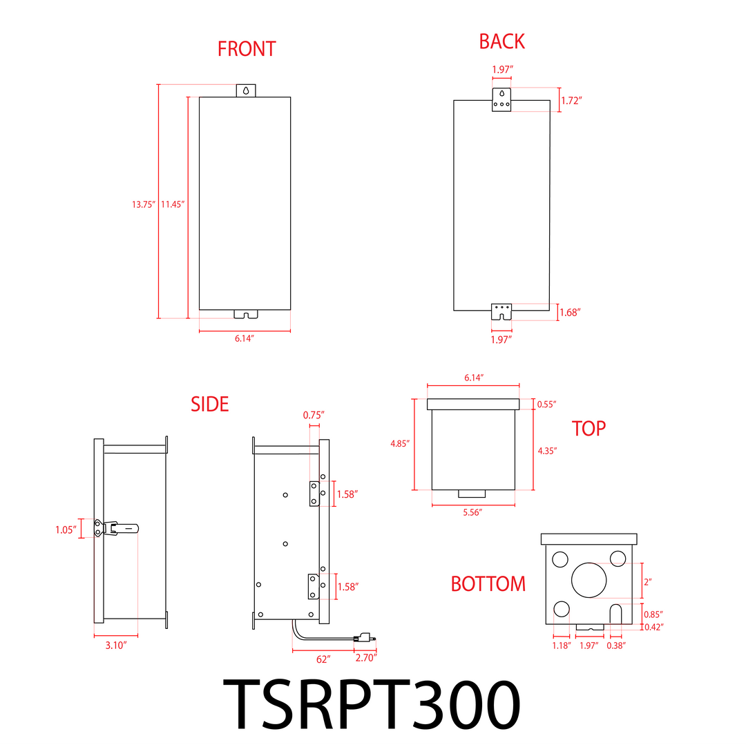 Outdoor Landscape Lighting LED 12V Low Voltage TSRPT300 300W Multi Tap Low Voltage Transformer with Photocell and Manual Dial Timer IP65 Waterproof