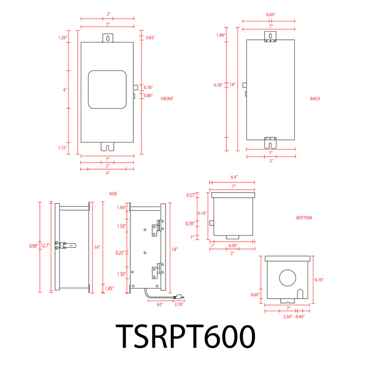 Outdoor Landscape Lighting LED 12V Low Voltage TSRPT600 600W Multi Tap Low Voltage Transformer with Photocell and Manual Dial Timer IP65 Waterproof