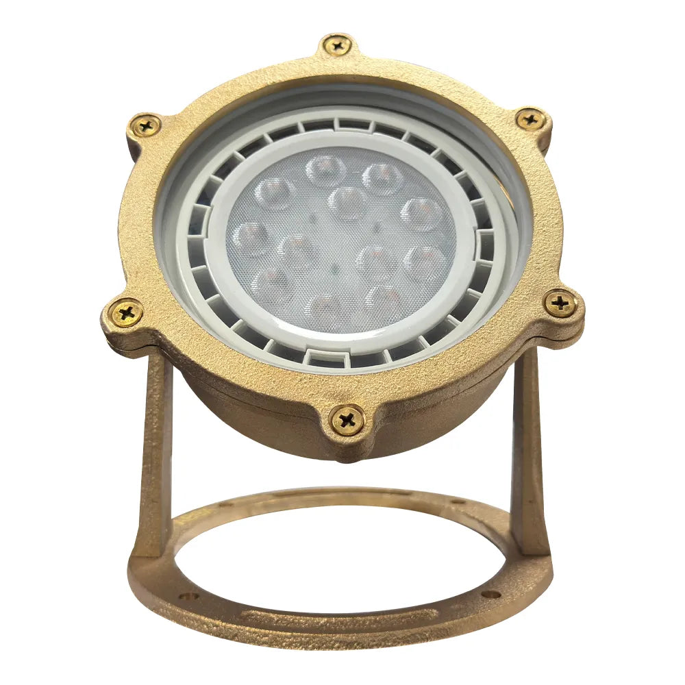 Outdoor Landscape Lighting LED 12V Low Voltage ULB02 Cast Brass Underwater Pond Light | 12V Low Voltage Landscape Light Lamp Ready PAR36 Socket