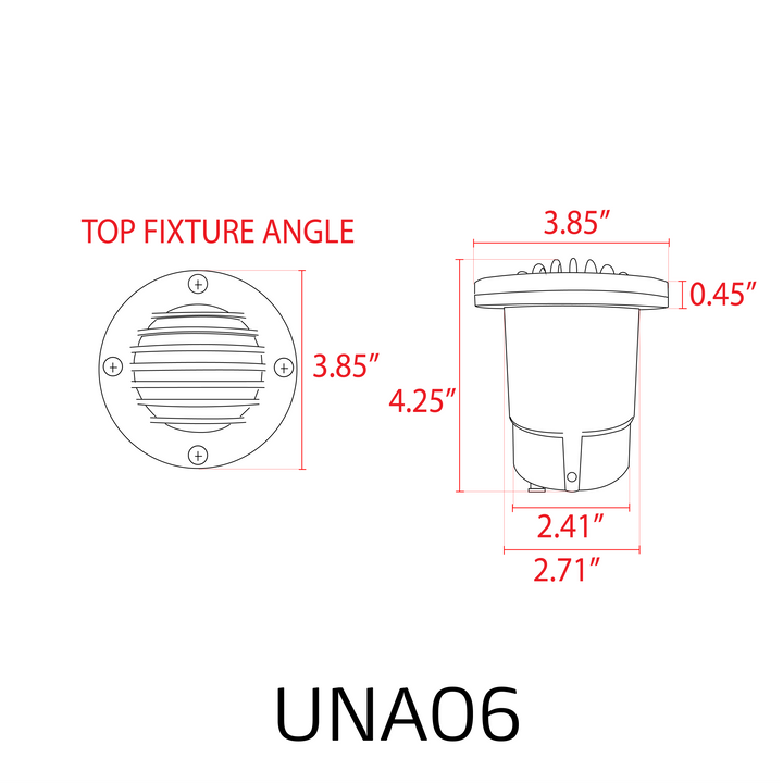 Outdoor Landscape Lighting LED 12V Low Voltage UNA06 4x/8x/12x Package Cast Aluminum 12V Low Voltage Round Grill LED In-ground Well Light IP65 Waterproof with MR16 5W 3000K Bulb