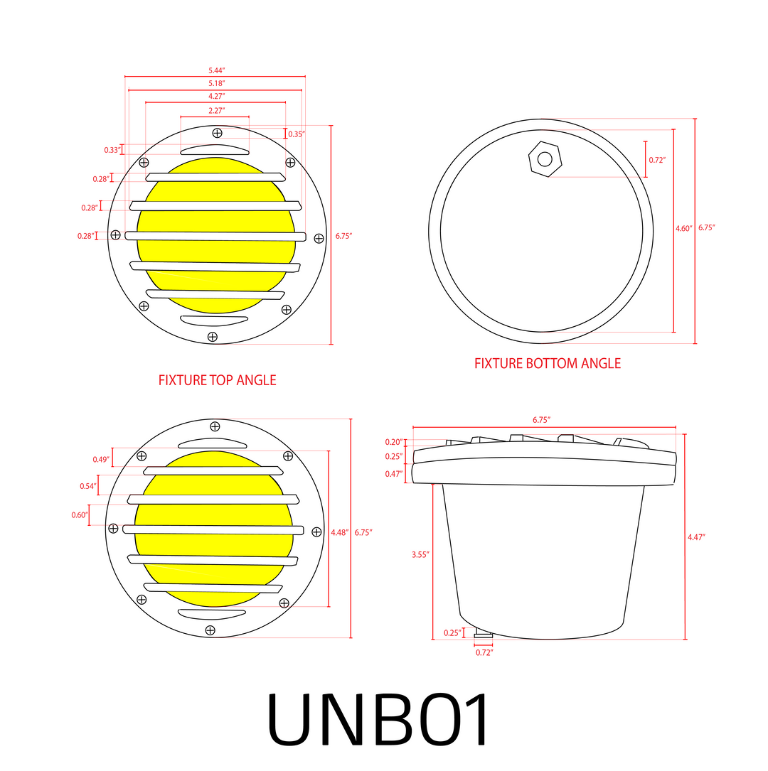Outdoor Landscape Lighting LED 12V Low Voltage UNB01 Cast Brass In-Ground Well Light | 12V Low Voltage Landscape Light Lamp Ready PAR36 Socket