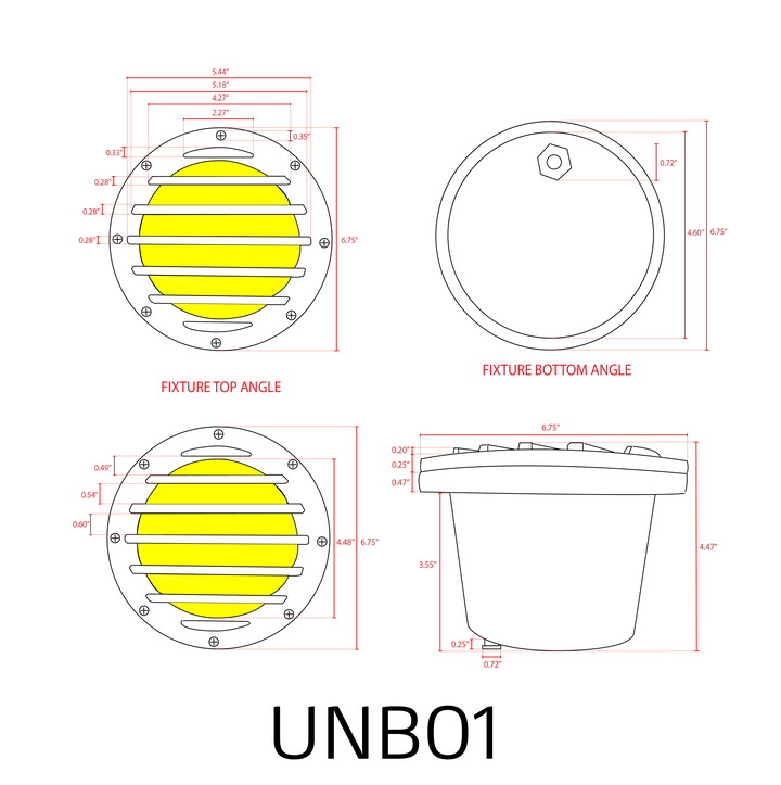 Outdoor Landscape Lighting LED 12V Low Voltage UNB01 Cast Brass In-Ground Well Light | 12V Low Voltage Landscape Light Lamp Ready PAR36 Socket