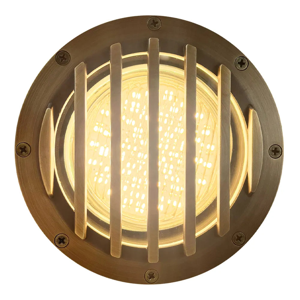 Outdoor Landscape Lighting LED 12V Low Voltage UNB01 Cast Brass In-Ground Well Light | 12V Low Voltage Landscape Light Lamp Ready PAR36 Socket