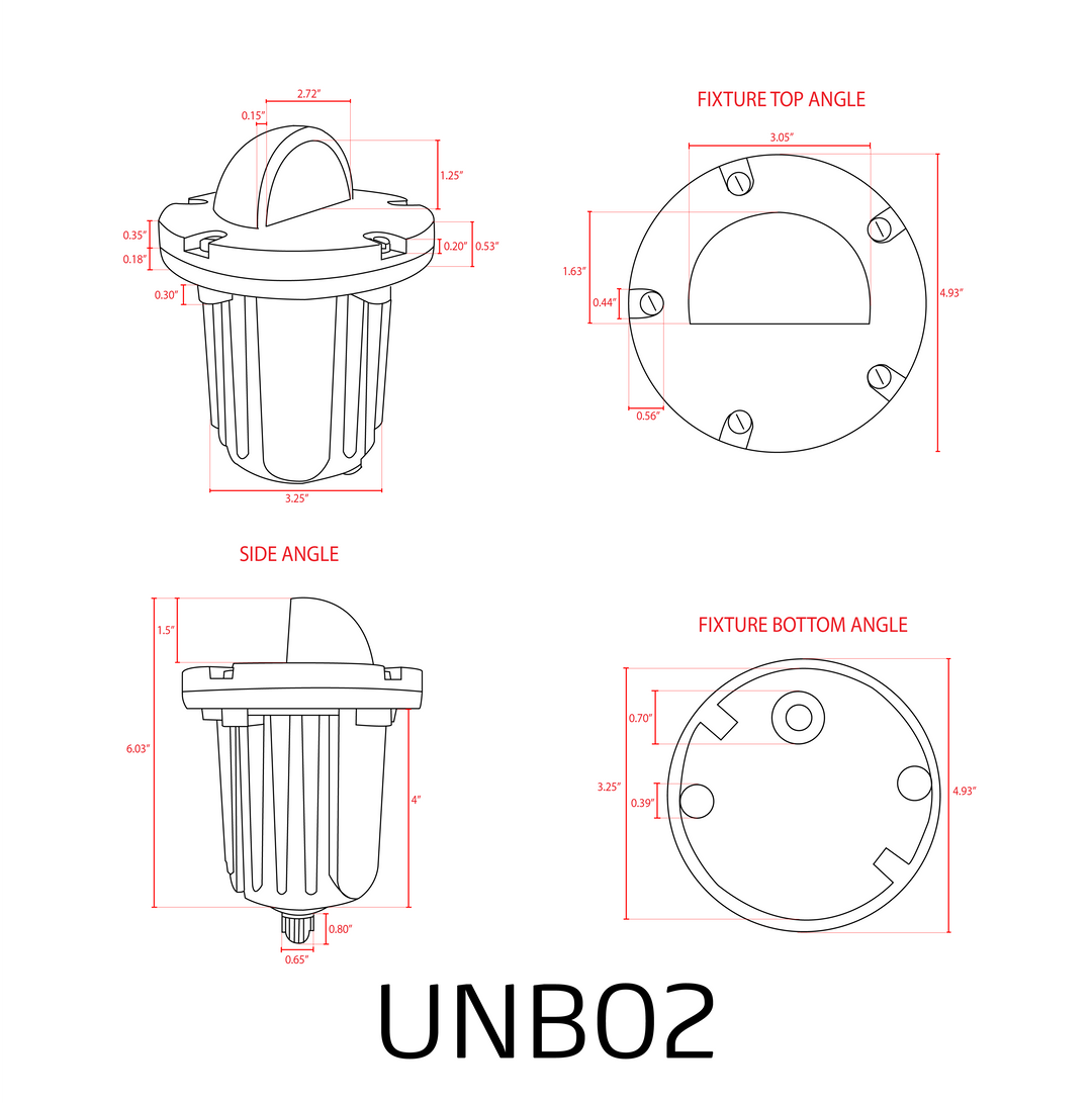 Outdoor Landscape Lighting LED 12V Low Voltage UNB02 Cast Brass In-Ground Well Light | 12V Low Voltage Landscape Light Lamp Ready MR16 Socket