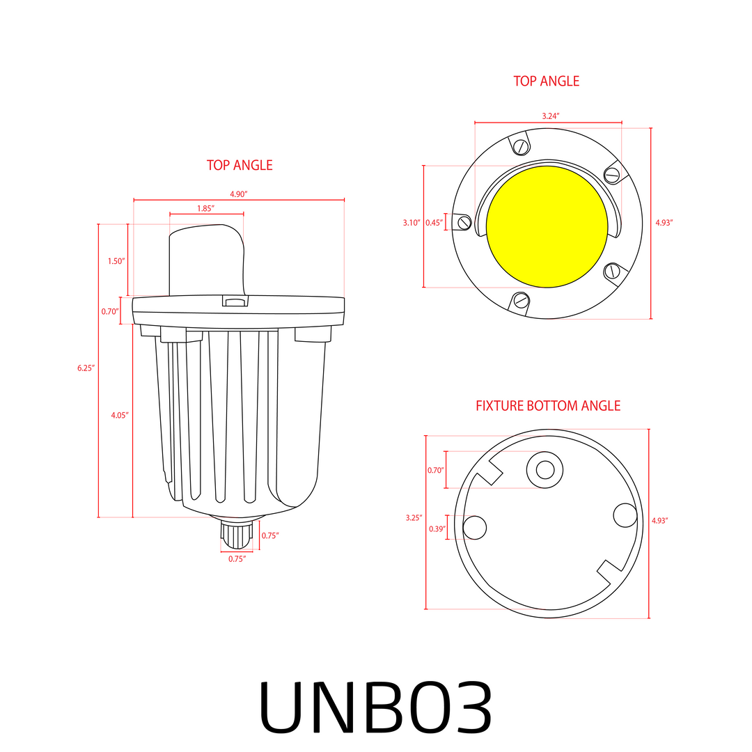 Outdoor Landscape Lighting LED 12V Low Voltage UNB03 4x/8x/12x Package Cast Brass 12V Low Voltage Shielded LED In-ground Well Light IP65 Waterproof with MR16 5W 3000K Bulb