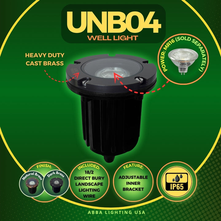 Outdoor Landscape Lighting LED 12V Low Voltage UNB04 4x/8x/12x Package Cast Brass 12V Low Voltage Round LED In-Ground Well Light IP65 Waterproof with MR16 5W 3000K Bulb