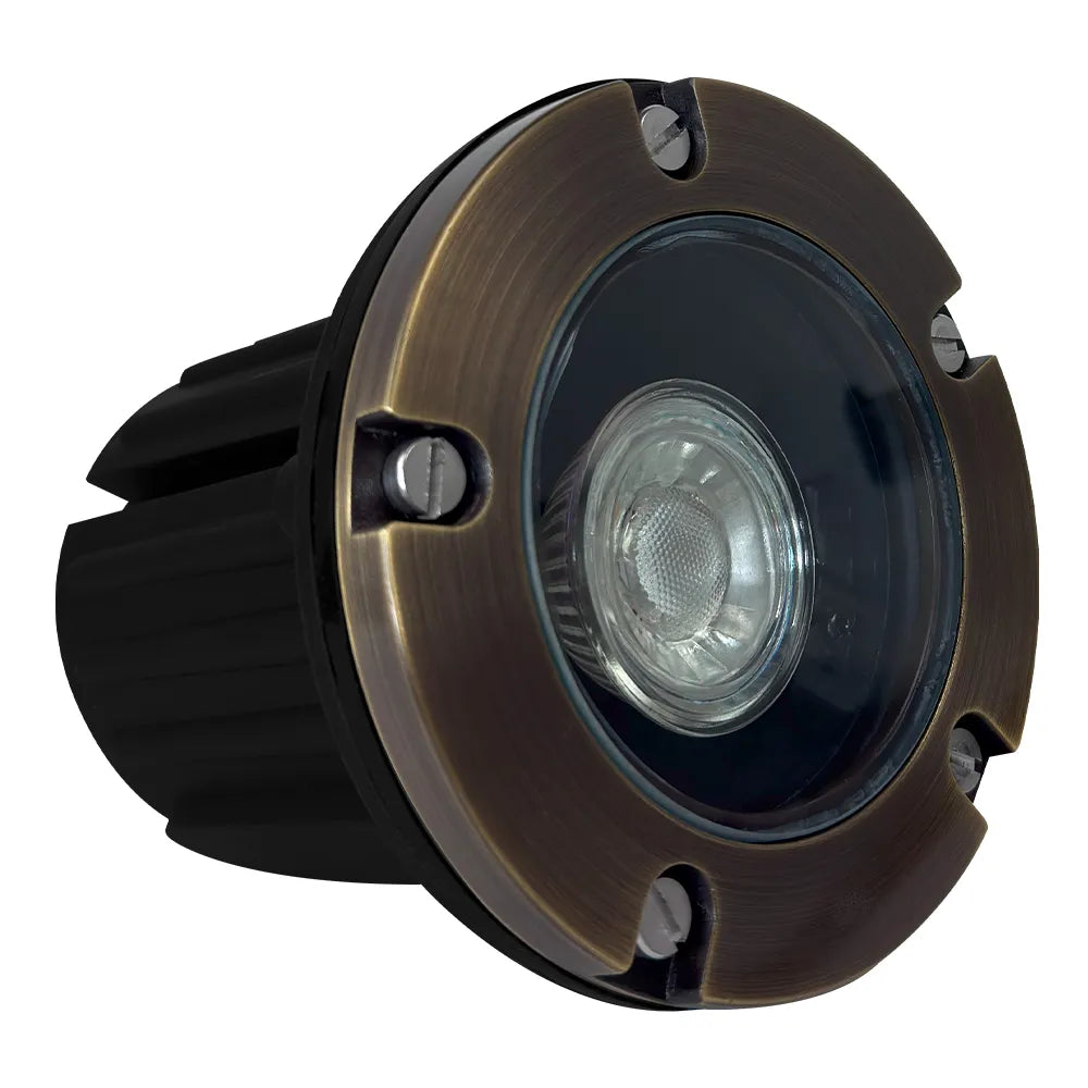 Outdoor Landscape Lighting LED 12V Low Voltage UNB04 Cast Brass In-Ground Well Light | Lamp Ready 12V Low Voltage Landscape Light