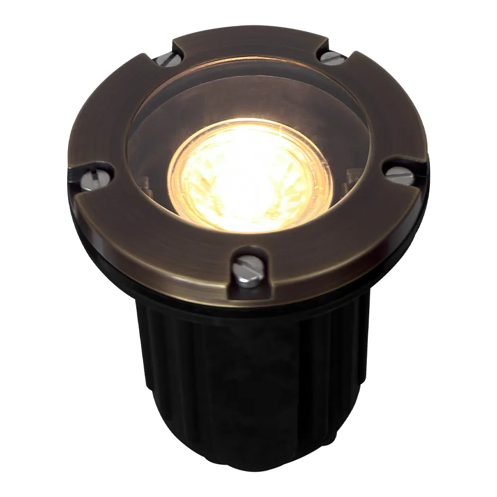 Outdoor Landscape Lighting LED 12V Low Voltage UNB04 Cast Brass In-Ground Well Light | Lamp Ready 12V Low Voltage Landscape Light