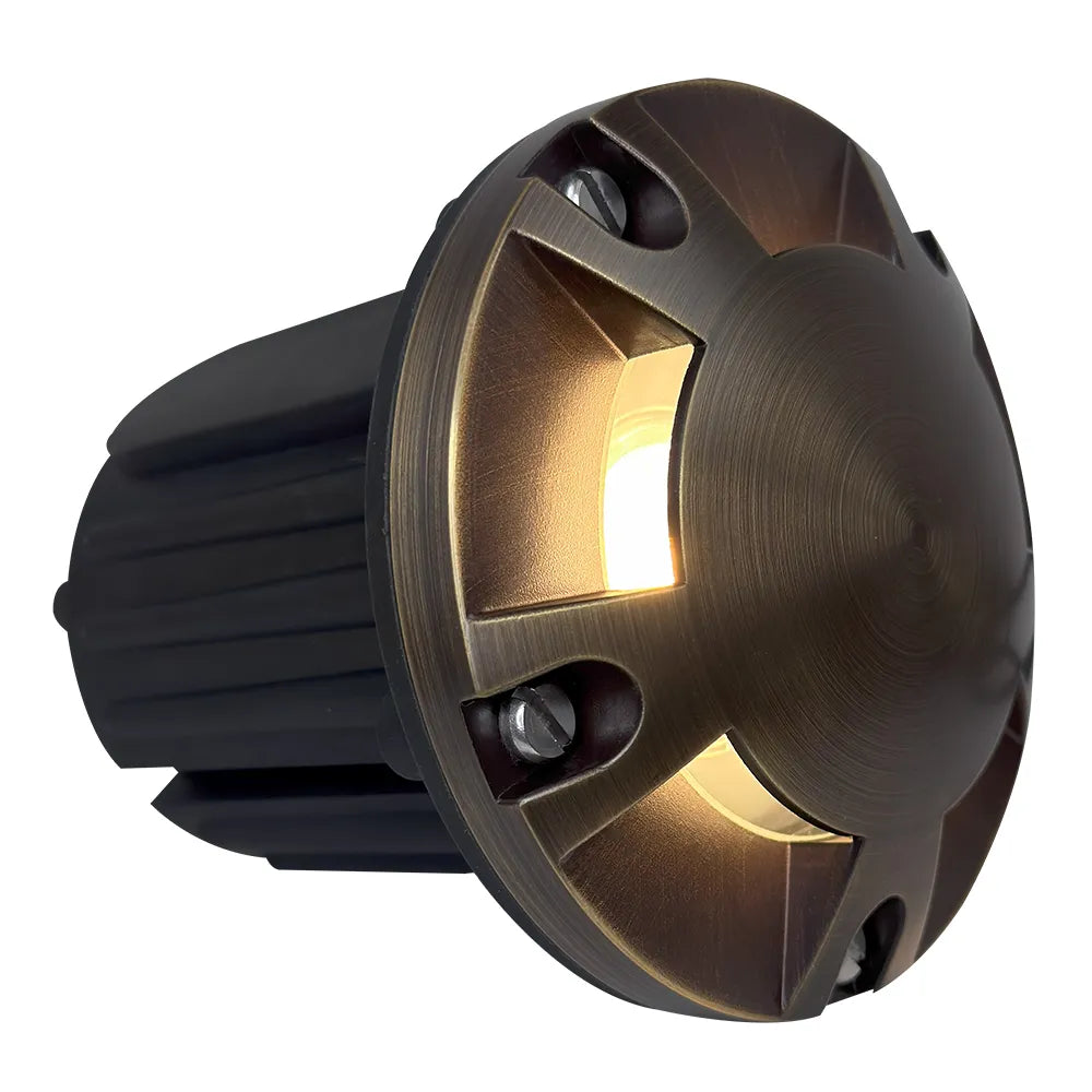 Outdoor Landscape Lighting LED 12V Low Voltage UNB07 4x/8x/12x Package Cast Brass 12V Low Voltage Round Multi-Directional LED In-ground Well Light IP65 Waterproof with MR16 5W 3000K Bulb