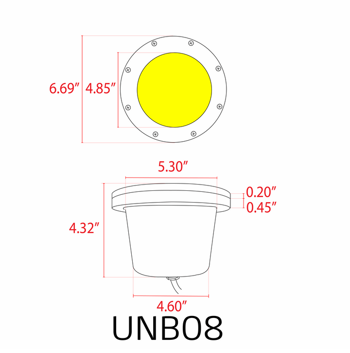 Outdoor Landscape Lighting LED 12V Low Voltage UNB08 Cast Brass In-Ground Well Light | 12V Low Voltage Landscape Light Lamp Ready PAR36 Socket