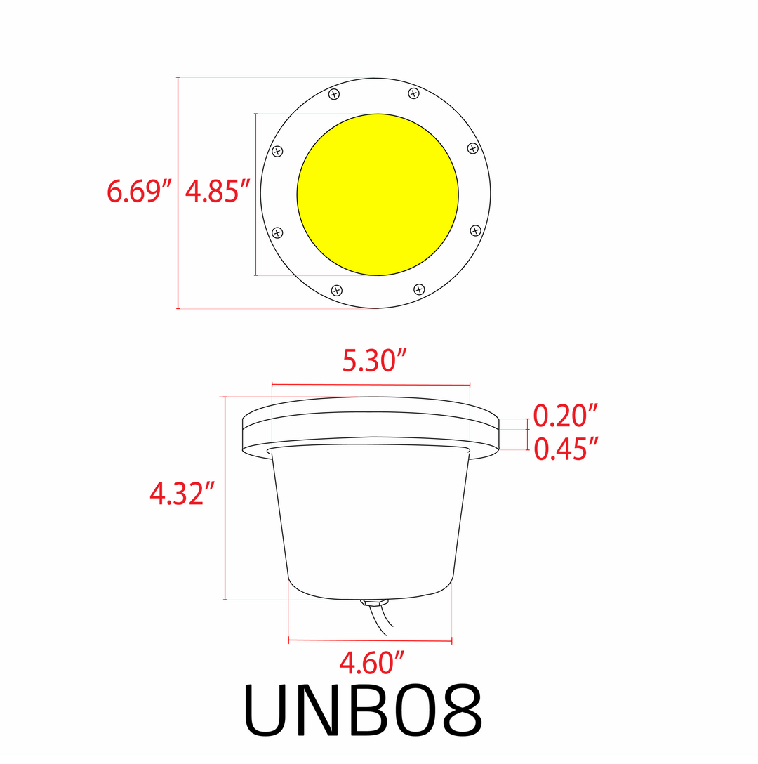 Outdoor Landscape Lighting LED 12V Low Voltage UNB08 4x/8x/12x Package Cast Brass 12V Low Voltage Commercial LED In-ground Well Light IP65 Waterproof with PAR36 10W 160° 3000K Light Bulb