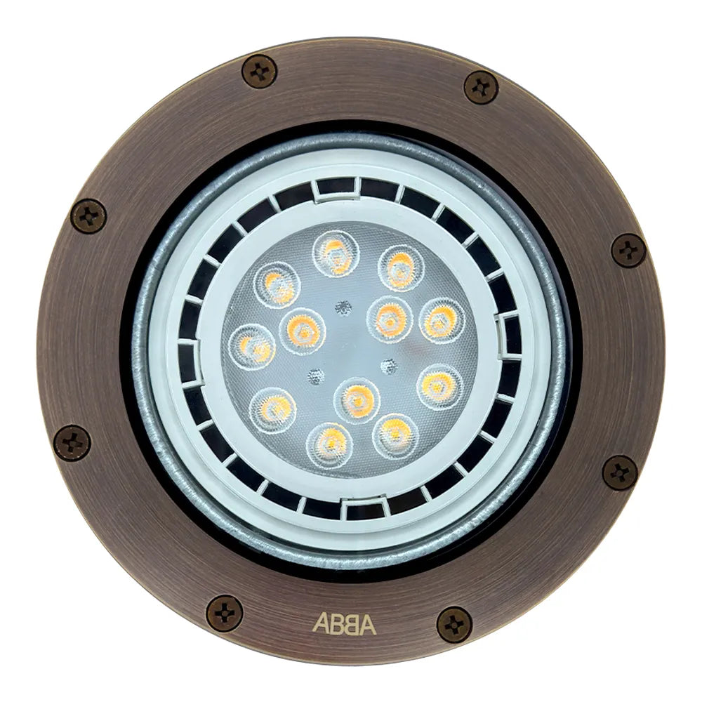 Outdoor Landscape Lighting LED 12V Low Voltage UNB08 Cast Brass In-Ground Well Light | 12V Low Voltage Landscape Light Lamp Ready PAR36 Socket