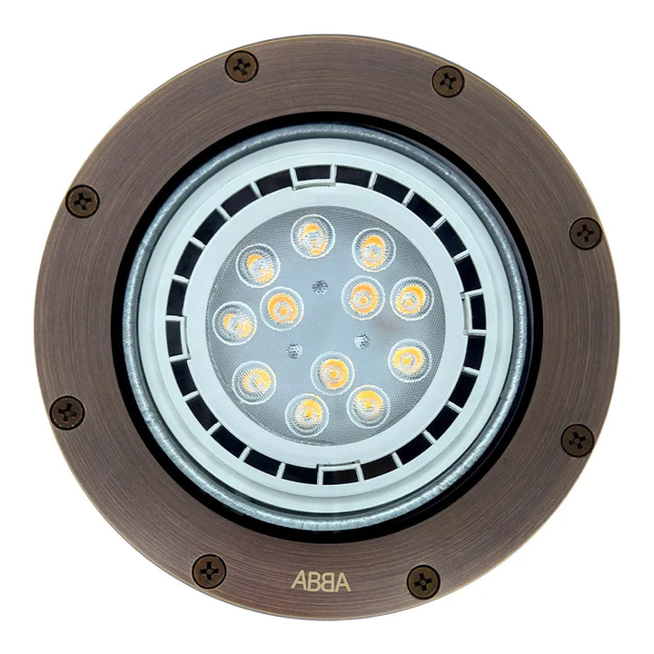 Outdoor Landscape Lighting LED 12V Low Voltage UNB08 Cast Brass In-Ground Well Light | 12V Low Voltage Landscape Light Lamp Ready PAR36 Socket