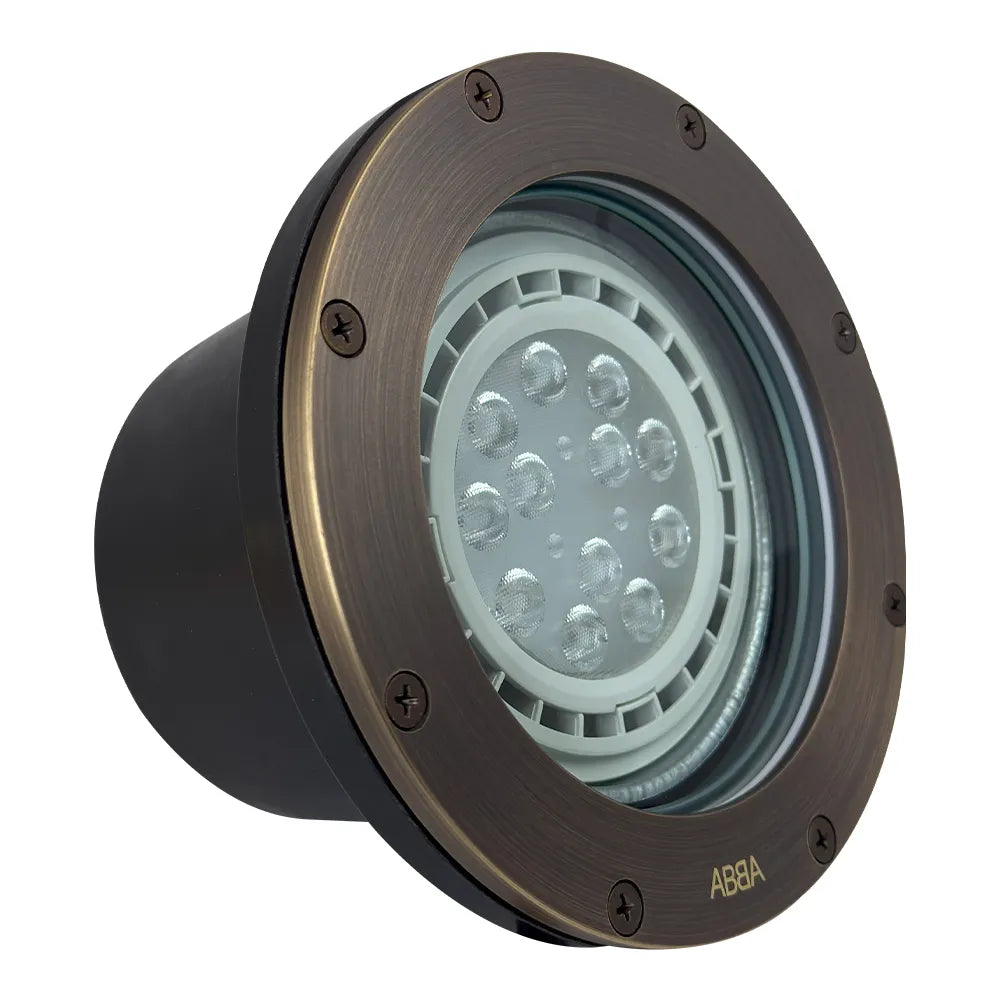 Outdoor Landscape Lighting LED 12V Low Voltage UNB08 Cast Brass In-Ground Well Light | 12V Low Voltage Landscape Light Lamp Ready PAR36 Socket