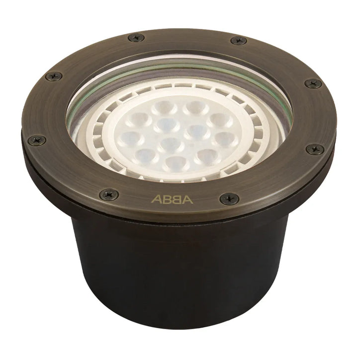Outdoor Landscape Lighting LED 12V Low Voltage UNB08 Cast Brass In-Ground Well Light | 12V Low Voltage Landscape Light Lamp Ready PAR36 Socket Natural Brass