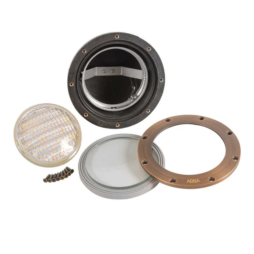 Outdoor Landscape Lighting LED 12V Low Voltage UNB08 Cast Brass In-Ground Well Light | 12V Low Voltage Landscape Light Lamp Ready PAR36 Socket