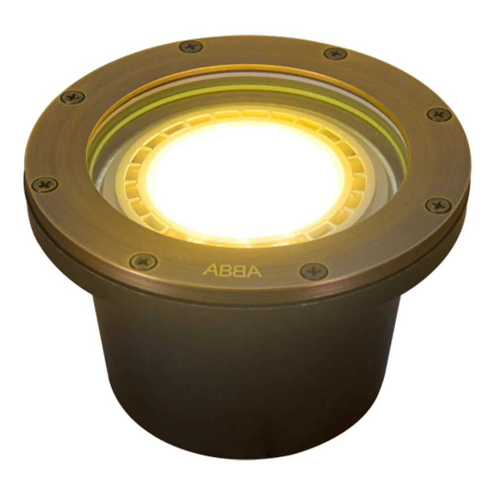 Outdoor Landscape Lighting LED 12V Low Voltage UNB08 Cast Brass In-Ground Well Light | 12V Low Voltage Landscape Light Lamp Ready PAR36 Socket
