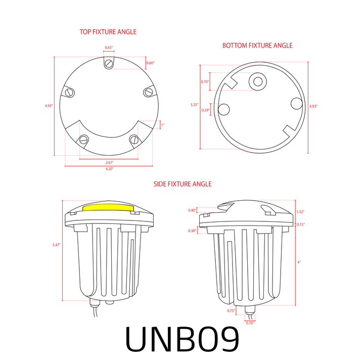 Outdoor Landscape Lighting LED 12V Low Voltage UNB09 Cast Brass In-Ground Well Light | 12V Low Voltage Landscape Light Lamp Ready MR16 Socket