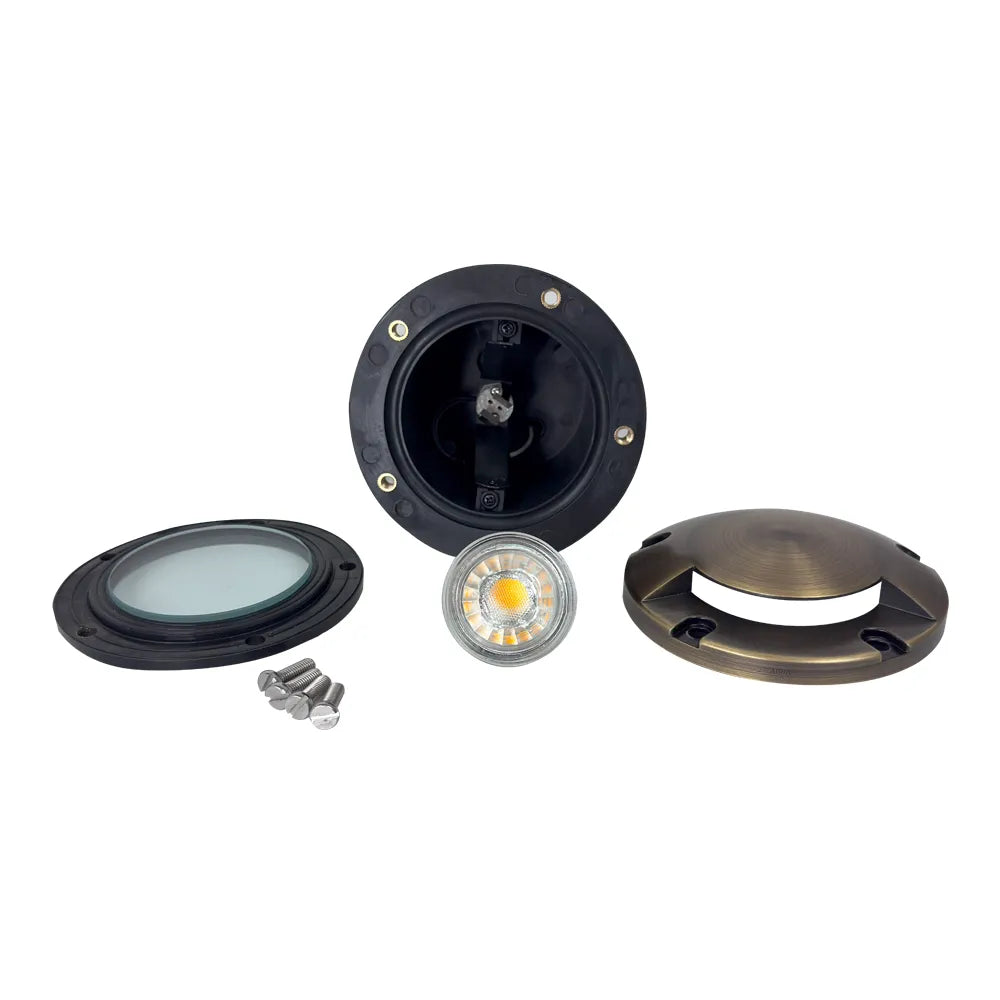 Outdoor Landscape Lighting LED 12V Low Voltage UNB09 Cast Brass In-Ground Well Light | 12V Low Voltage Landscape Light Lamp Ready MR16 Socket