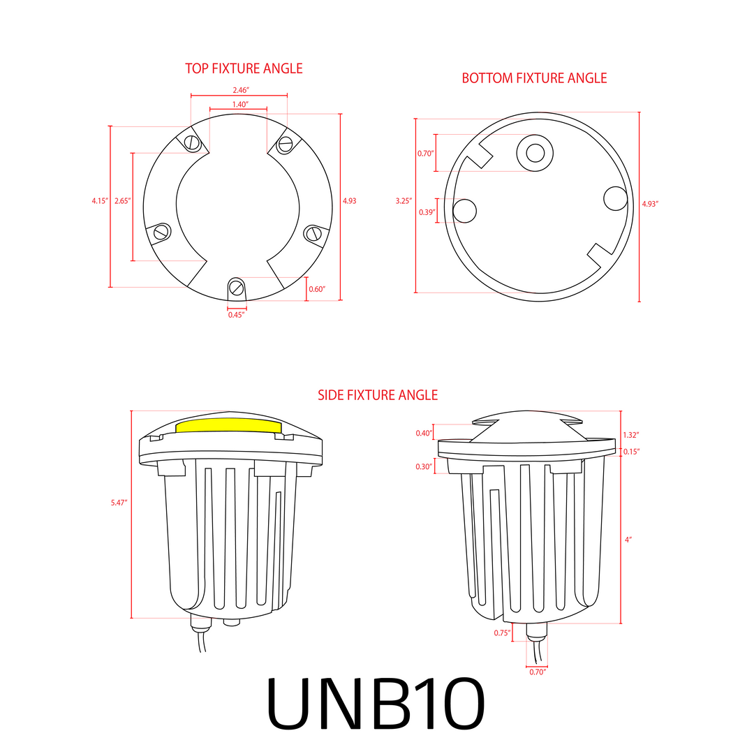 Outdoor Landscape Lighting LED 12V Low Voltage UNB10 4x/8x/12x Package Cast Brass Round Bi-Directional 12V Low Voltage LED In-ground Well Light with MR16 5W 3000K Bulb