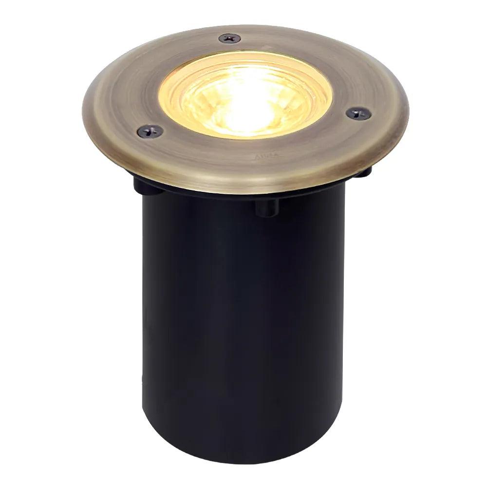 Outdoor Landscape Lighting LED 12V Low Voltage UNB12 Cast Brass In-Ground Well Light | 12V Low Voltage Landscape Light Lamp Ready MR16 Socket