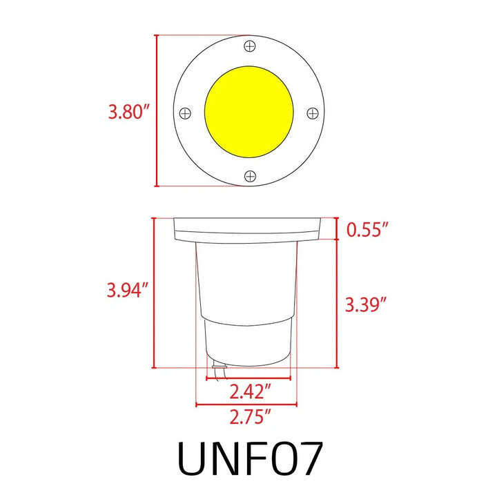Outdoor Landscape Lighting LED 12V Low Voltage UNF07 Fiber Glass 12V Low Voltage Round LED In-ground Well Light IP65 Waterproof Lamp Ready MR16 Socket