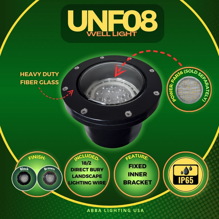 Outdoor Landscape Lighting LED 12V Low Voltage UNF08 Fiber Glass 12V Low Voltage Commercial LED In-ground Well Light IP65 Waterproof Lamp Ready PAR36 Socket
