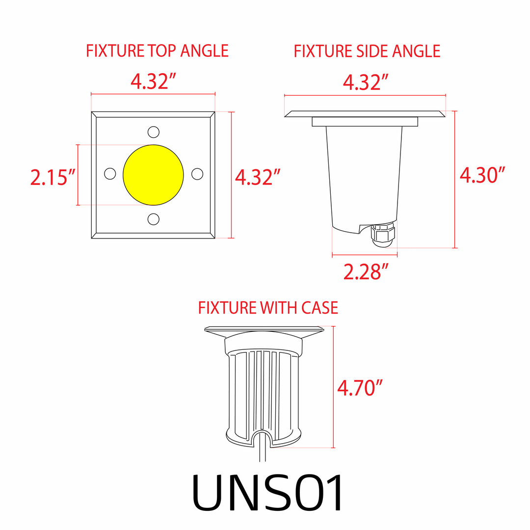 Outdoor Landscape Lighting LED 12V Low Voltage UNS01 Stainless Steel In-Ground Well Light | 12V Low Voltage Landscape Light Lamp Ready MR16 Socket
