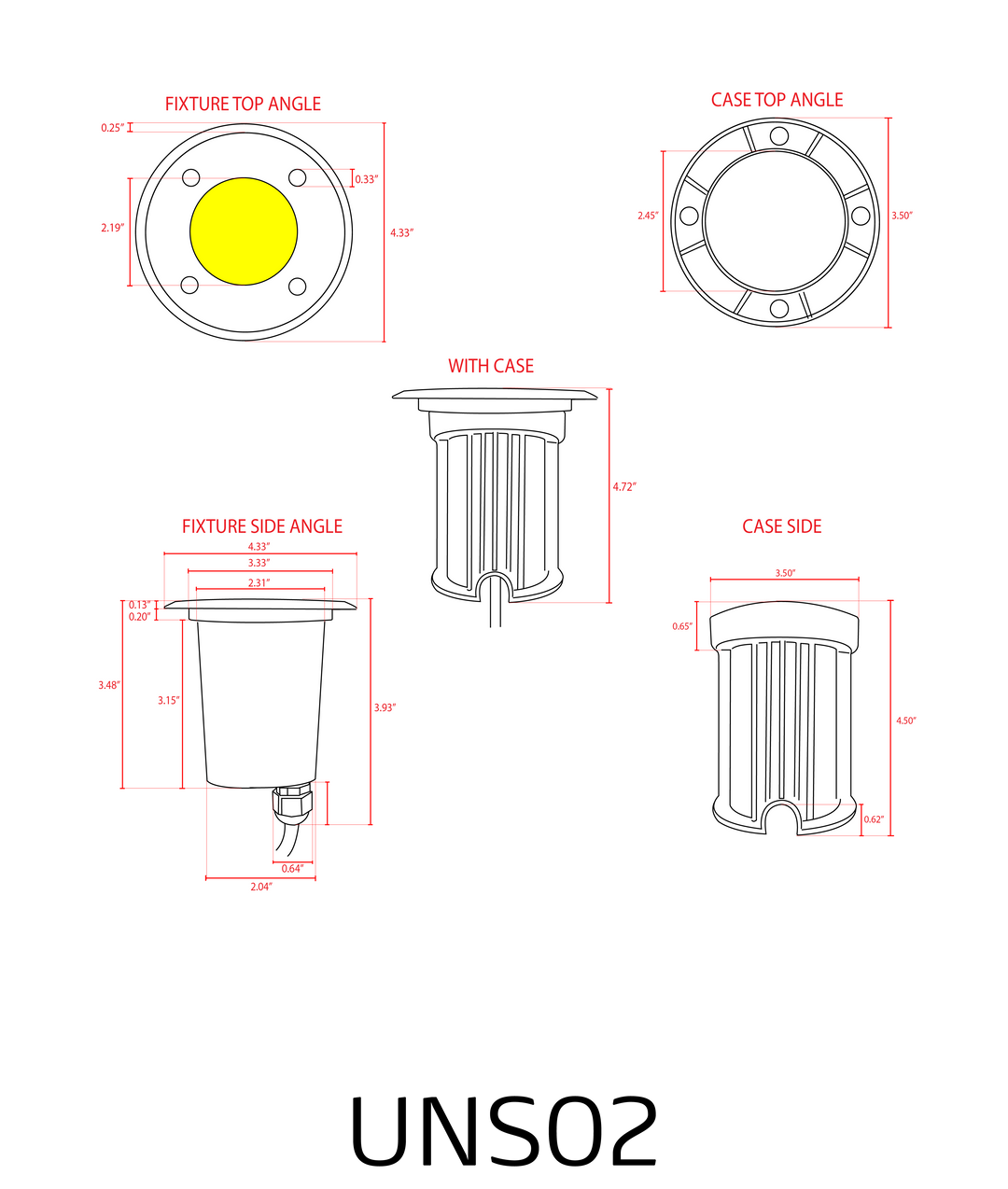 Outdoor Landscape Lighting LED 12V Low Voltage UNS02 Stainless Steel In-Ground Well Light | 12V Low Voltage Landscape Light Lamp Ready MR16 Socket