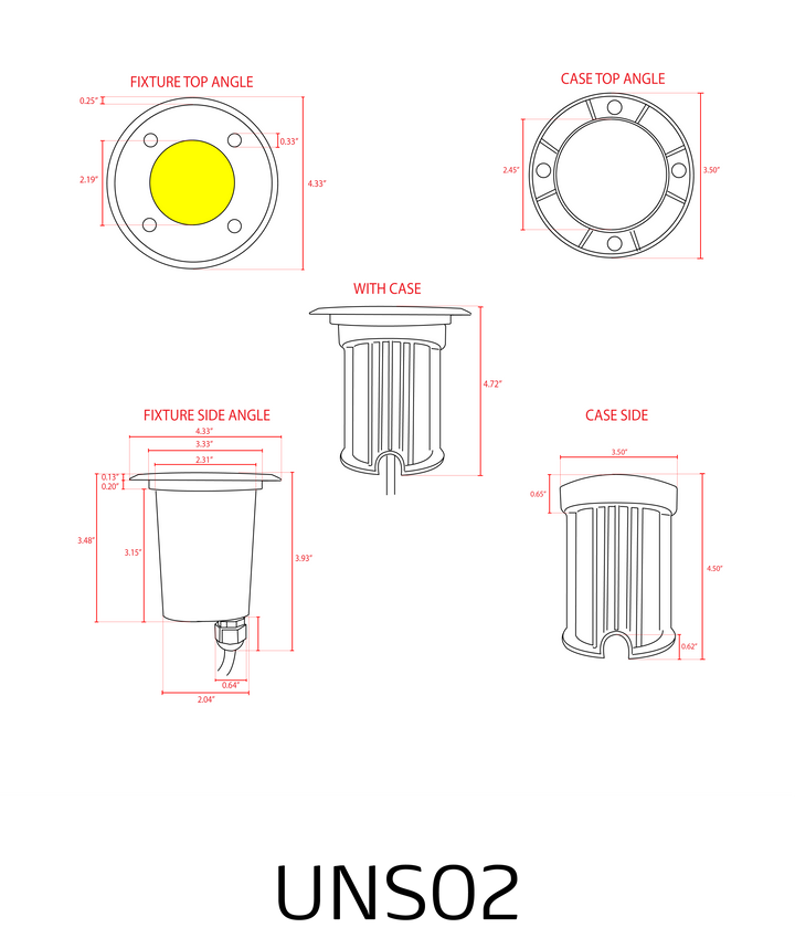 Outdoor Landscape Lighting LED 12V Low Voltage UNS02 Stainless Steel In-Ground Well Light | 12V Low Voltage Landscape Light Lamp Ready MR16 Socket